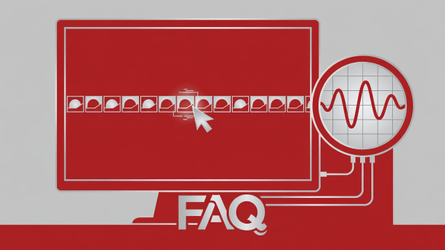 Flat vector illustration in crimson and silver showing a diagnostic monitor inspecting individual animation frames